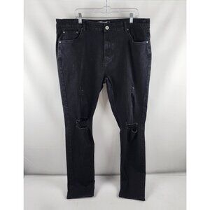 Serenede Jeans Mens 42x32 Black Distressed Skinny Leg Denim